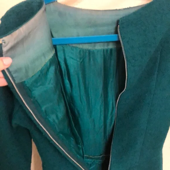 Vintage Emerald Green Joan Mad Men 1950s 3/4 Sleeve Dress - Picture 9 of 12